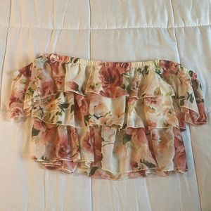 Floral strapless top
